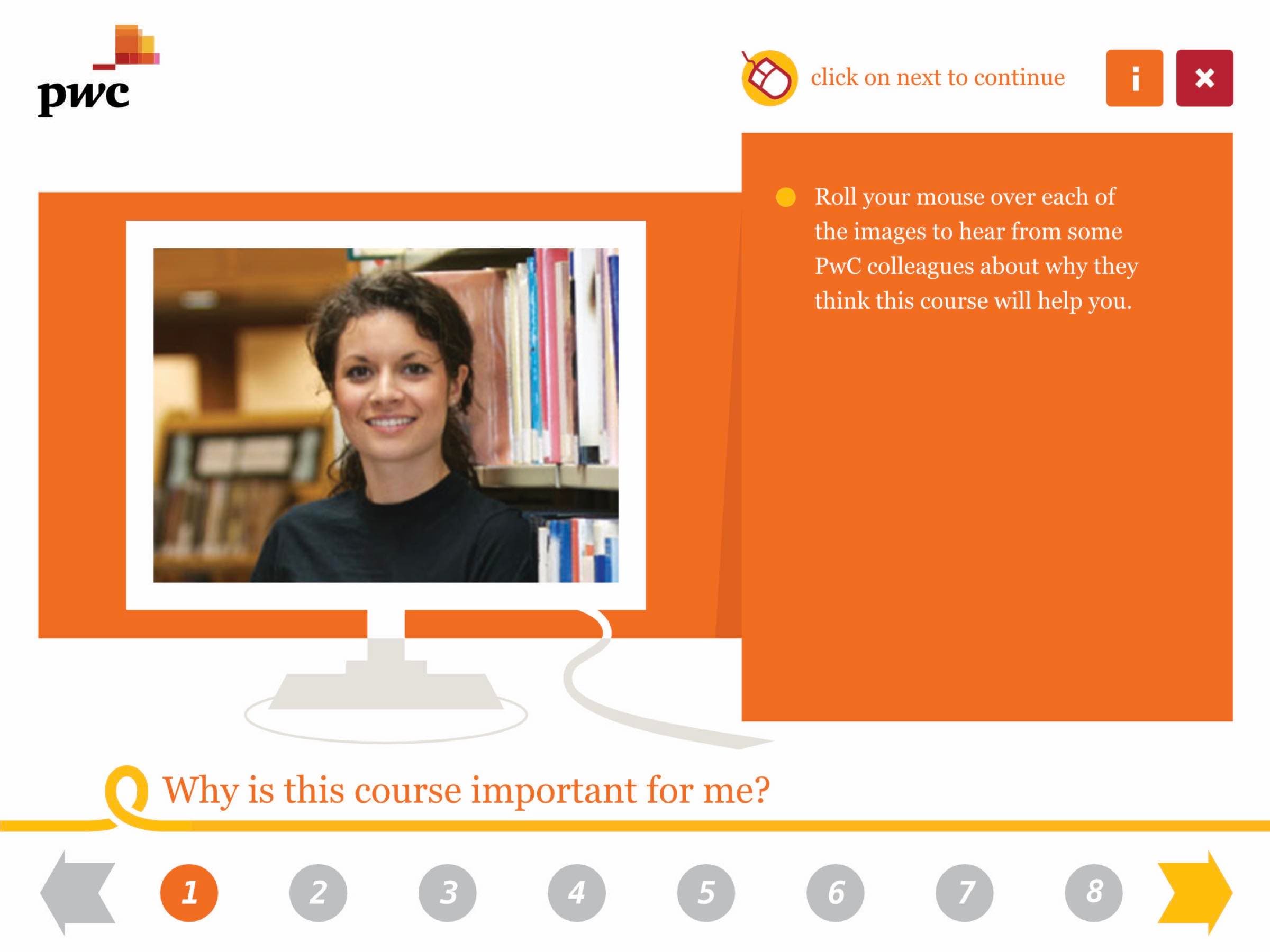 Character introduction screen with video testimonial